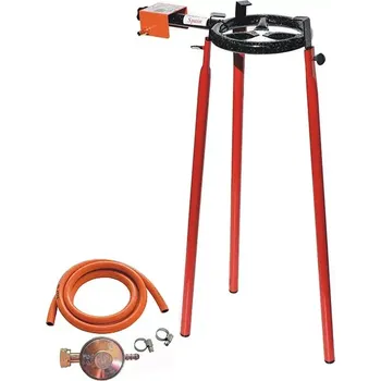 Pánev Hořák M20 Paella 20 cm jeden okruh s připojením a trubkový stojan (ideální souprava pro grilování a vaření nejen pod širým nebem)