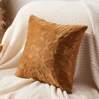 Povlak na polštářek Jednobarevný povlak na polštář s jemným kostkovaným designem Barva: Hnedá