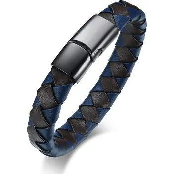 Šperk Pánský kožený proplétaný náramek Brown and Blue 21cm Titan Jewerly 97k-cube