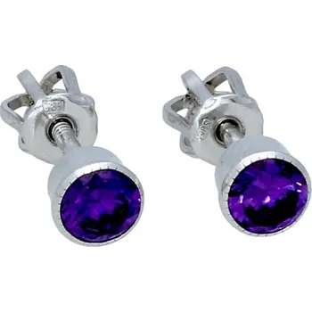 Náušnice Goldstore Náušnice pecky bílé zlato kulaté ametysty Váha: 1.07 g