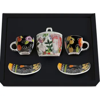 Egan LE PUPAZZE Sada 2 šálků na espresso černé a cukřenka