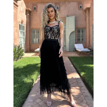 Dámské šaty Černé krajkové korzetové šaty DADASE Velikost: M/L