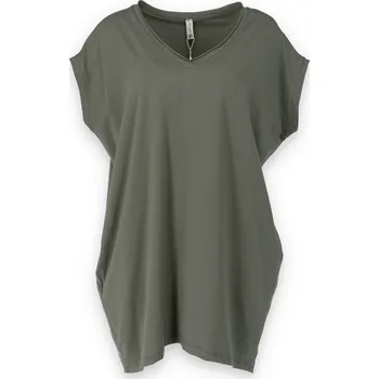 Dámské tričko Tunika basic 24083 Itálie barva: zelená-khaki, velikost: Univerzální-jedna velikost