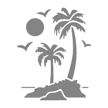 Samolepící dekorace SAMOLEPKA Ostrov 002 levá palmy a moře (17 - šedá) NA AUTO, NÁLEPKA, FÓLIE, POLEP, TUNING, VLASTNÍ TEXT, TISK, AUTOSAMOLEPKY.cz, POLEPY, OBRÁZEK, LOGO, SAMOLEPKY