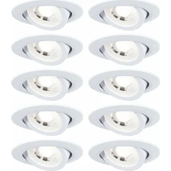 Bodové svítidlo PAULMANN LED vestavné svítidlo 3-krokové-stmívatelné 10ks-sada výklopné kruhové 82mm 70° 10x4,8W 230V 3000K bílá mat