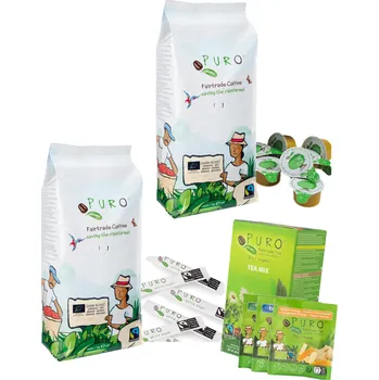 Čaj Puro, Balíček kancelář 2 Dark Roast + cukr, mléčka, čaj