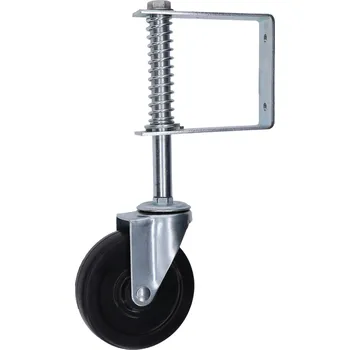 Kolečko opěrné kolečko pro křídlovou bránu W490 - otočné kolečko s pružinou, nosnost 70 kg, průměr 102 mm, pozink