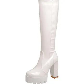 Dámské kozačky Lakované kozačky na vysokém podpatku GoodDayGirl Fashion Barva: Bílá, Velikost: 43