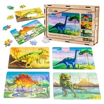 Dřevěná hračka Puzzle drewniane 4w1 dinozaury