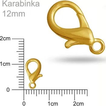 Karabinka velikost 12mm barva zlatá