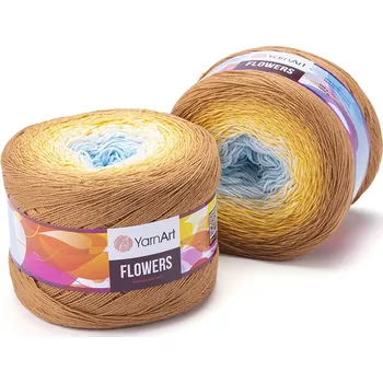 Yarn Art příze Flowers 309 modrá, žlutá, hořčicová