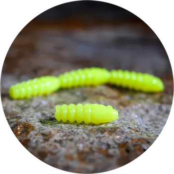 Umělá nástraha RedBass Gumová Nástraha Trout Grub Signal Yellow UV COLOR - 3x25 mm