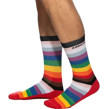 Ponožky Addicted AD1252 Inclusive Rainbow Socks L/XL, duhové bavlněné ponožky