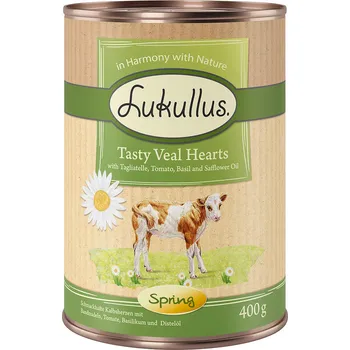 Krmivo pro psa 24x400g Lukullus Jarní menu: Jemné telecí srdce - výhodné balení