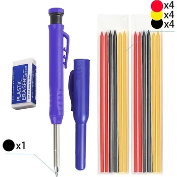 Grafitová tužka Multifunkční tužka pro truhláře s ořezávačem, s náhradními tuhami - Sada 24