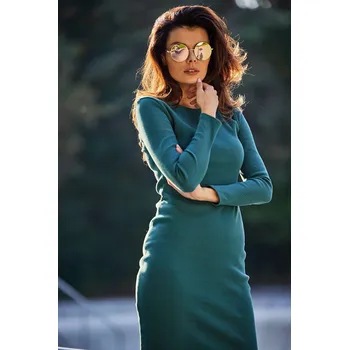 Dámské šaty InfiniteYou Šaty z žebrované látky, s dlouhým rukávem Zelená XL