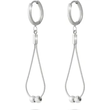 Náušnice Ellami TOKIO 2731 Náušnice z chirurgické oceli visací, kroužek s dlouhým lankem a kuličkami Ellami