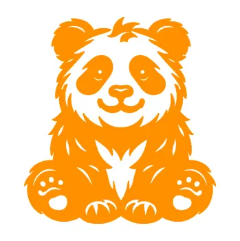 Samolepící dekorace Panda 013 pravá spokojená (06 - oranžová) SAMOLEPKA NA AUTO, NÁLEPKA, FÓLIE, POLEP, TUNING, VLASTNÍ TEXT, TISK, AUTOSAMOLEPKY.cz, POLEPY, OBRÁZEK, LOGO, 3D STICKERS