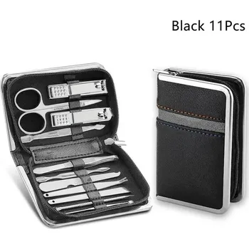 Luxusní manikúrní a pedikúrní sada z nerezové oceli - Černá - 11ks