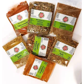 Koření Výhodná sada kořenících směsí bez soli "Dietní masa-ECO" 7x75 g, Cretan Farmers