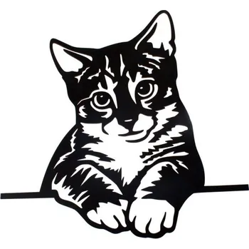 Dřevěná kočka, barva černá , dekorace na zeď