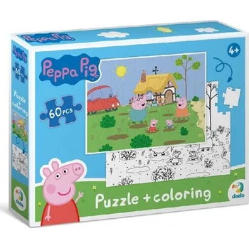 Puzzle Oboustranné puzzle Prasátko Peppa Na chalupě - 60 dílků