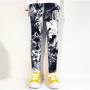 Chlapecké kalhoty Dívčí legíny s potiskem - jaro/podzim (vel. od 2 do 11 let) Barva: ink and wash, Velikost: 130/6-7 let