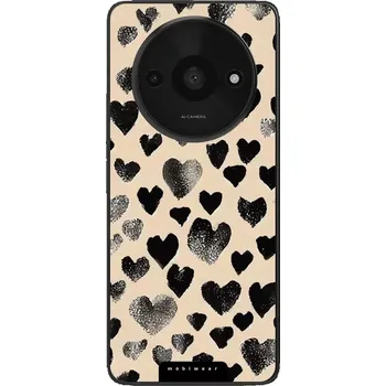 Pouzdro na mobilní telefon Lesklý kryt Mobiwear Glossy - Xiaomi Redmi A3 - GA51G Černá srdíčka (Prémiové lesklé pouzdro, obal, kryt Mobiwear Glossy na mobil Xiaomi Redmi A3 - GA51G Černá srdíčka, materiál Plast + TPU silikon - krytí po všech stranách, neošoupatelný potisk, tenké)