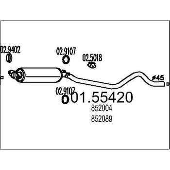 Tlumič výfuku Střední tlumič výfuku MTS 01.55420