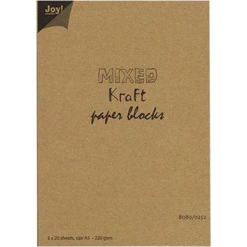 Sada jednobarevných papírů Mixed Kraft, A5, 60 l. - bílé, hnědé, černé