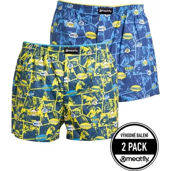 Trenýrky Pánské trenýrky Meatfly Agostino žlutá/modrá XXL