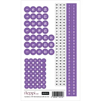 samolepka Fleppi Color coding kolekce | fialová – čísla