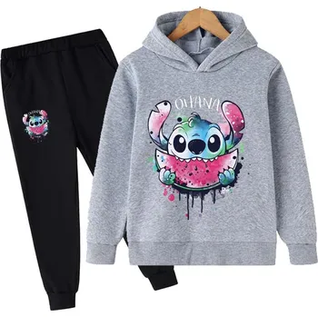 Lilo & Stitch Dětská tepláková souprava s potiskem na motivy oblíbeného seriálu " Lilo & Stitch" - šedá Barva: A, Velikost: 100