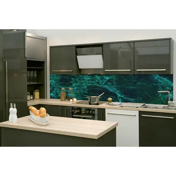 Tapeta DIMEX | Fototapeta do kuchyně Tmavě zelená mramorová textura KI-260-281 | 260 x 60 cm | zelená + Samolepicí fototapeta za kuchyňskou linku DIMEX Tmavě zelená mramorová textura v šíři 260 cm