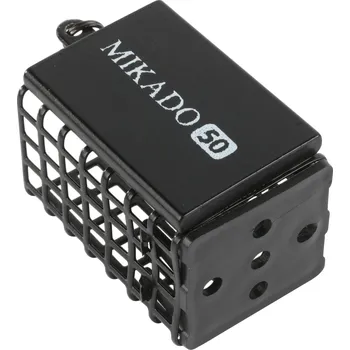 Krmítko pro ryby Mikado KRMÍTKO - HRANATÉ SE DNEM - 80g (25x30x44) - ČERNÉ - 1 ks