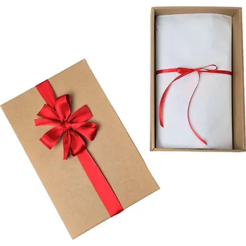 Dárková krabička Tina moda Dárkové balení - hnědá krabička & červená atlasová stuha