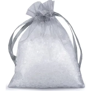 Balící papír Dárkový pytlík 7x9 cm organza - šedá (5 ks)