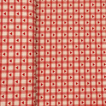 Tegatex Bavlněná látka metráž - károvaná se srdíčky