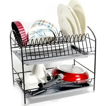 Odkapávač na nádobí ALTOM Odkapávač na nádobí, dvoupatrový, až 16talířů, černý kov