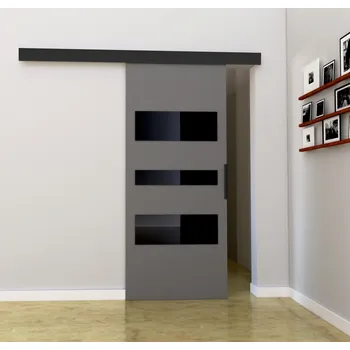 Interiérové dveře Posuvné dveře STANDART MIX C90, Šedá/Černá