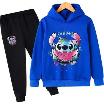 Lilo & Stitch Dětská tepláková souprava s potiskem na motivy oblíbeného seriálu " Lilo & Stitch" - modrá Barva: A, Velikost: 110