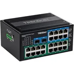 TRENDnet Průmyslový Ethernet přepínač 1Gb, 26 portů (24x RJ45 + 2x SFP), 24x POE+, na DIN lištu (TI-PG262) - 21.22.1570