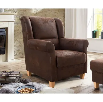 Křeslo FÜNEN Hnědé křeslo ušák FÜNEN v látce Antik chocco 17 Hnědé