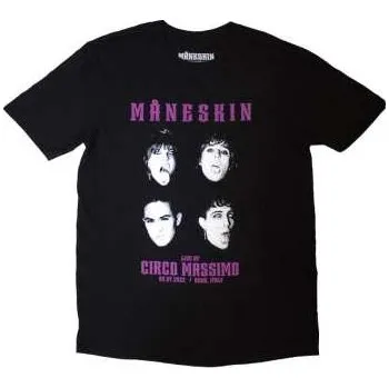 Pánské tričko Merch Måneskin: Maneskin Unisex T-shirt: Live At Circo Massimo 2022 Faces (ex-tour) (medium) M