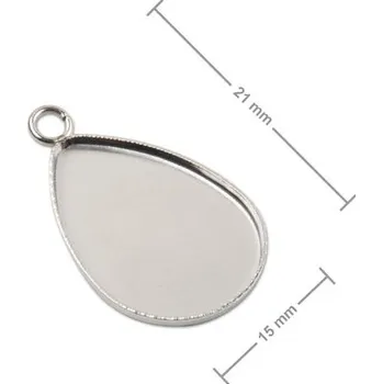 Přívěsek Bižuterní lůžko na přívěsek kapka 21 x 15 mm z chirurgické oceli