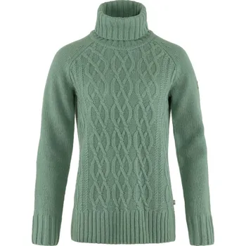 Dámský svetr Svetr Fjällräven Övik Cable Knit Roller Neck W Flint Patina Green - M + doprava zdarma