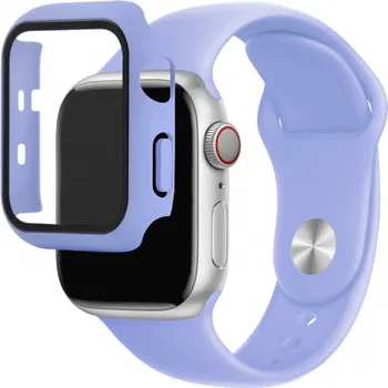 Pouzdro na mobilní telefon Silikonový řemínek s pouzdrem s tvrzeným sklem pro Apple Watch 42mm - fialový