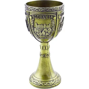 Sklenice Štamperle na stopce Slovensko fa.mosazná (pohár kovový 0,03L)
