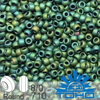 Korálek Korálky TOHO tvar ROUND (kulaté). Velikost 8/0. Barva 710 Matte-Color Aquarius. Balení 10g.