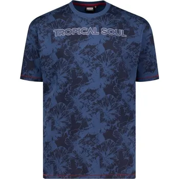 Pánské tričko Pánské tričko ADAMO krátký rukáv TROPICAL tmavě modré potisk 4XL - 8XL Adamo - 6XL